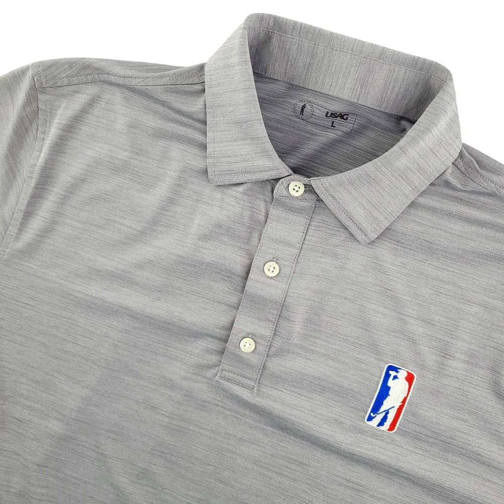 U Suck At Golf Polo Shirt Mens L Gray Solid Golf Performance Stretch Top USAG